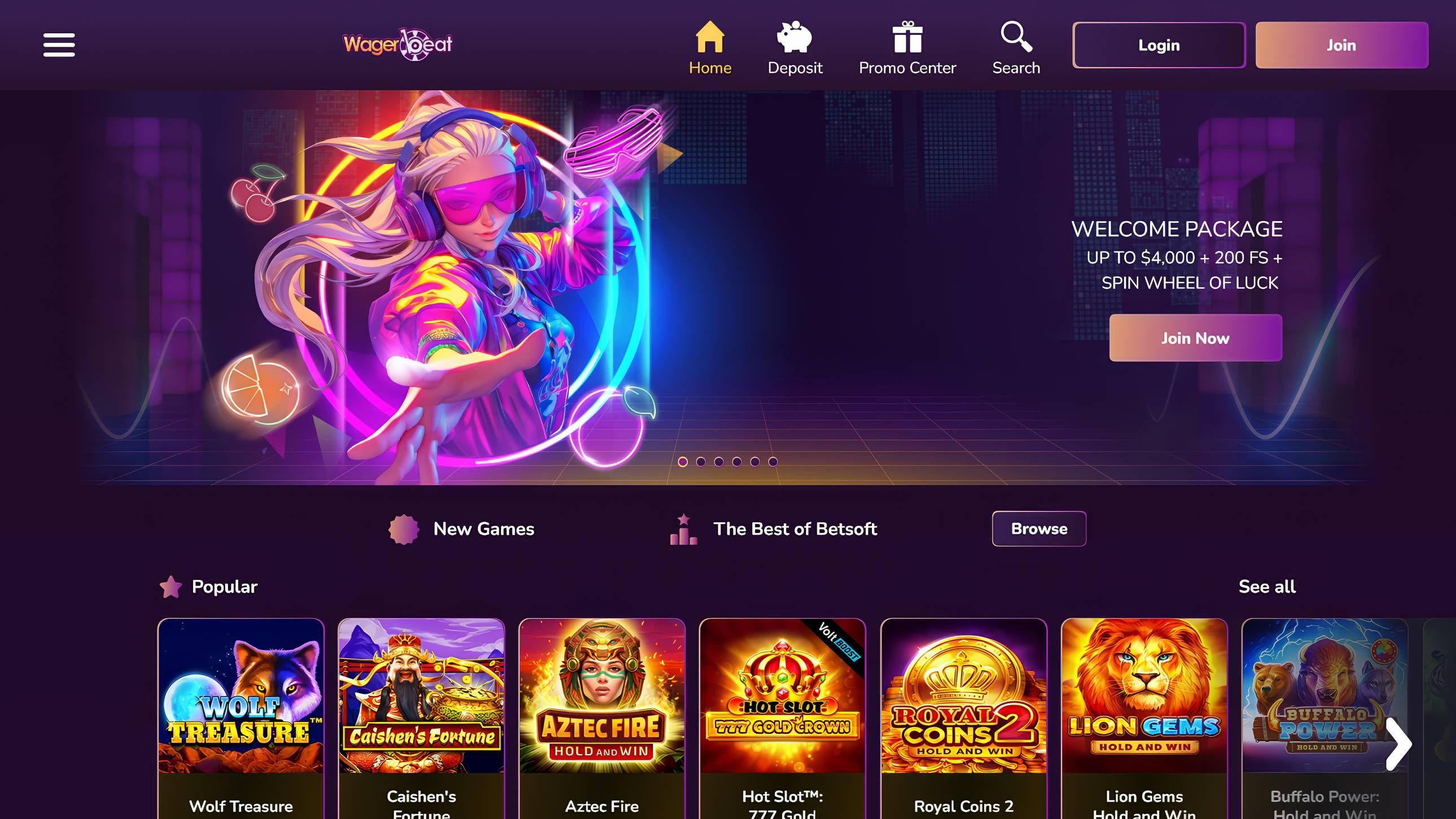 Wager Beat Casino desktop screenshot 1